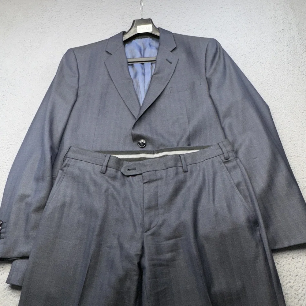 Giorgio Armani Suit Mens 42R Taylor Navy Blue 2 Piece Wool Silk Pants 34x32